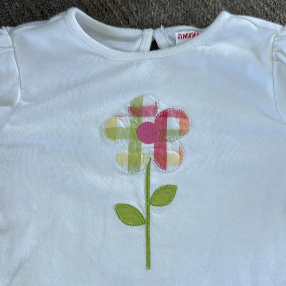 Gymboree Girls White Flower Appliqué long sleeve T-shirt Size 4